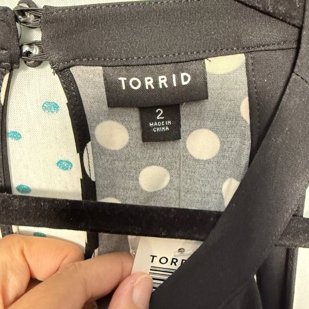 NWT Torrid Black & White Polka Dot Mini Studio Knit Skater Dress - Picture 5 of 6